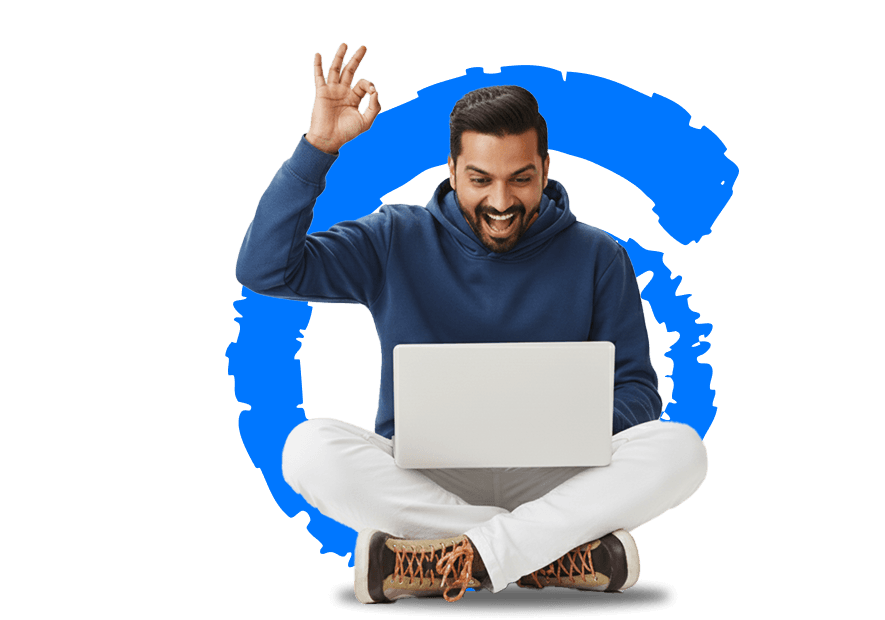 Happy student with laptop